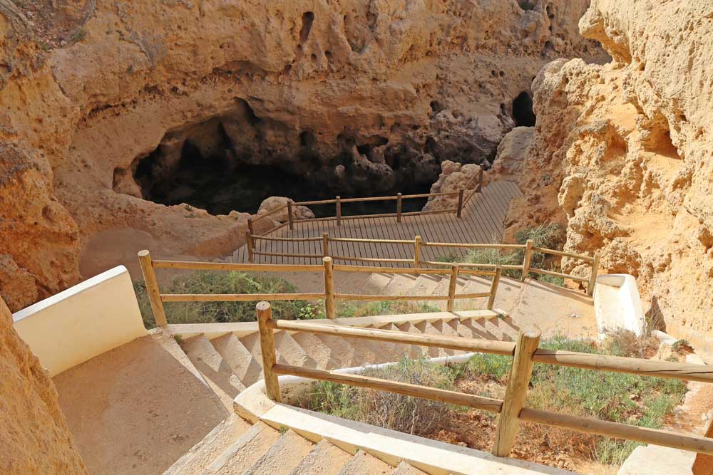 A staircase down to a rocky pool at Algar Seco